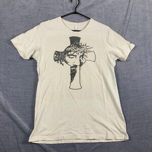 Jesus Cross Mens Size M Classic White Tee Tshirt Crown Of Thorns READ